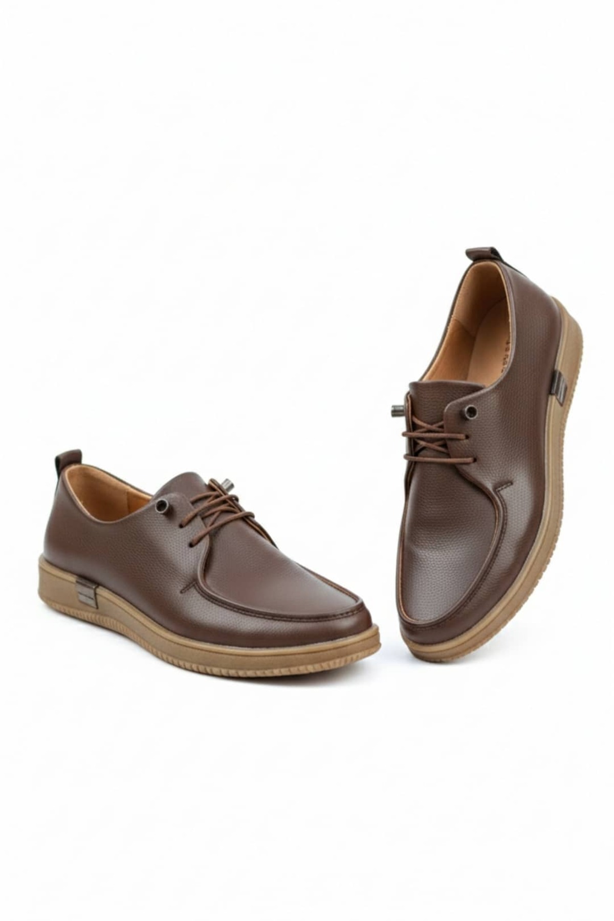 NAVİSHOES Kahverengi Kadın Lastik Detaylı Hafif Yumuşak Loafer Babet 2006 görsel 4