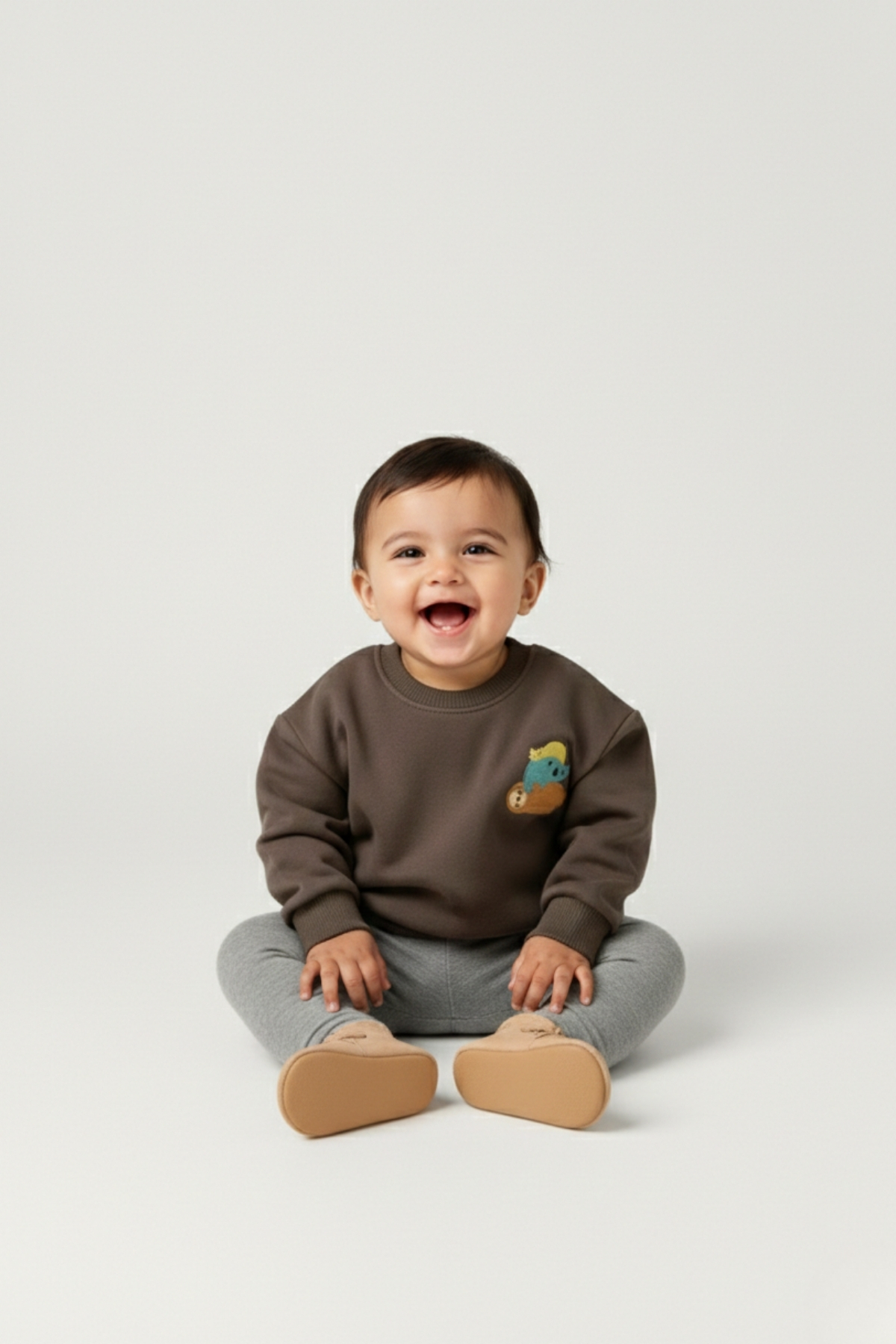 LOGO AKSESUAR Erkek Çocuk Pamuk Renkli Baskılı Oversize 2'li 3 İp Sweatshirt fotoğrafı 3 (önizleme)