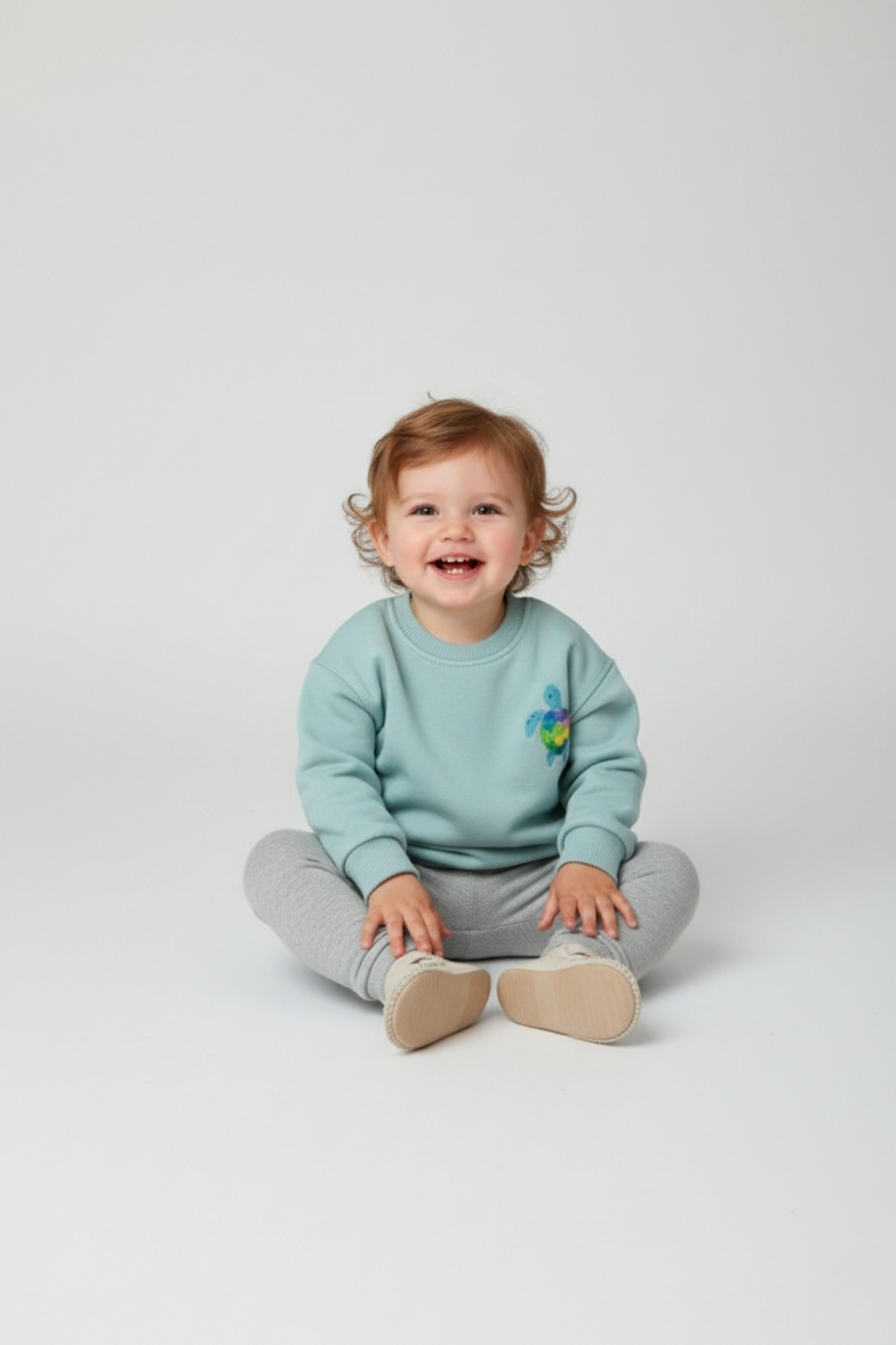 LOGO AKSESUAR Kız Çocuk Pamuk Renkli Baskılı Oversize 2'li 3 İp Sweatshirt fotoğrafı 3 (önizleme)