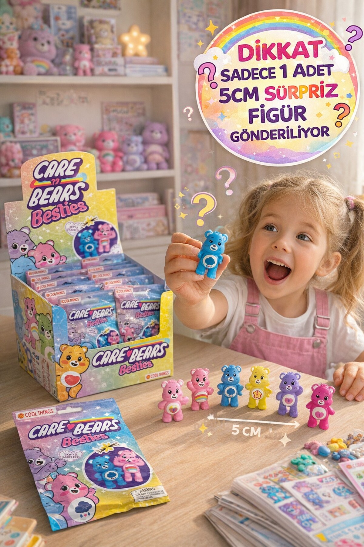 TOYFEST Care Bears 3D Sürpriz Figür 5 Cm Yumuşak Dokulu Koleksiyon
