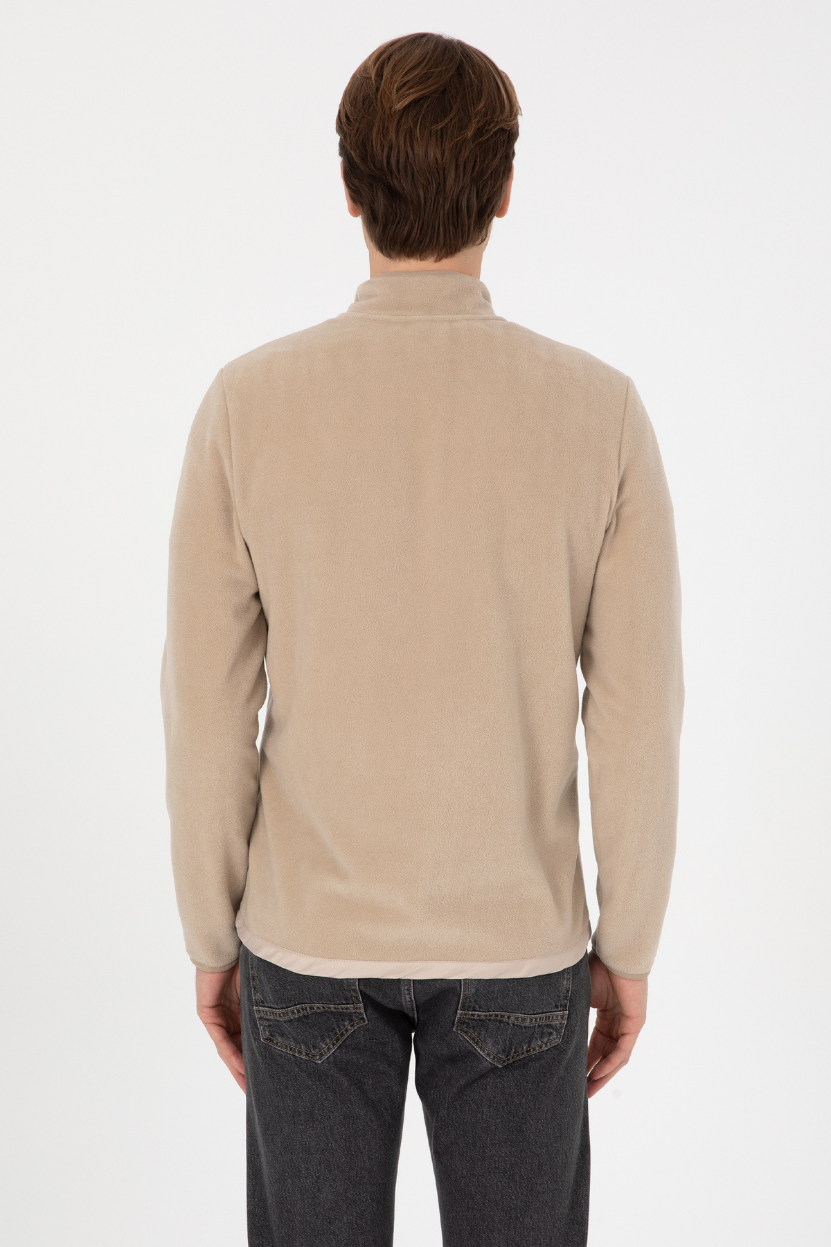 U.S. Polo Assn.  Erkek Regular Fit Fermuarlı Koyu Bej Örme Hırka 50310002-VR088 - Görsel 5