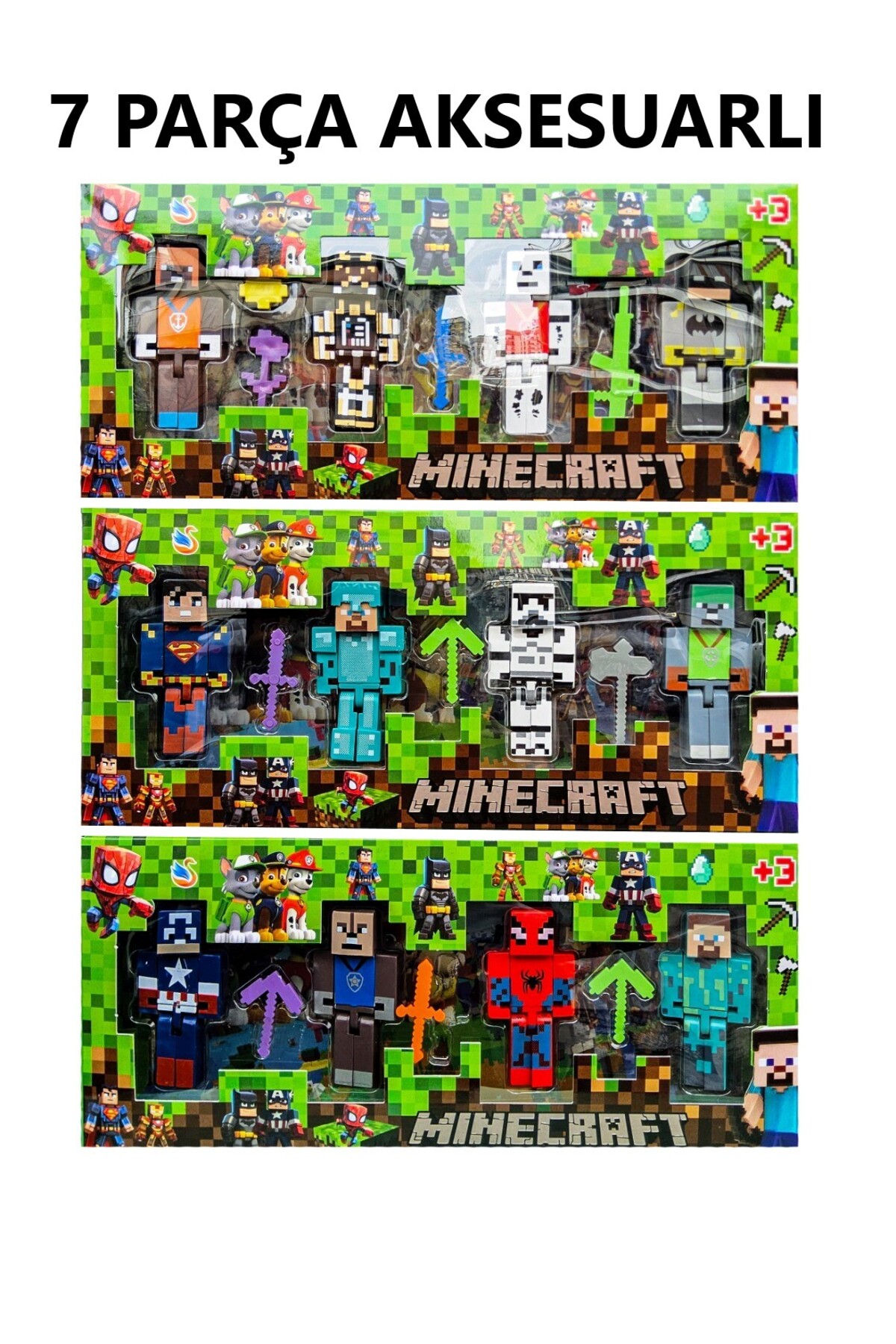 Retoys Minecraft 4'lü İronman Süperman Batman Örümcek Adam