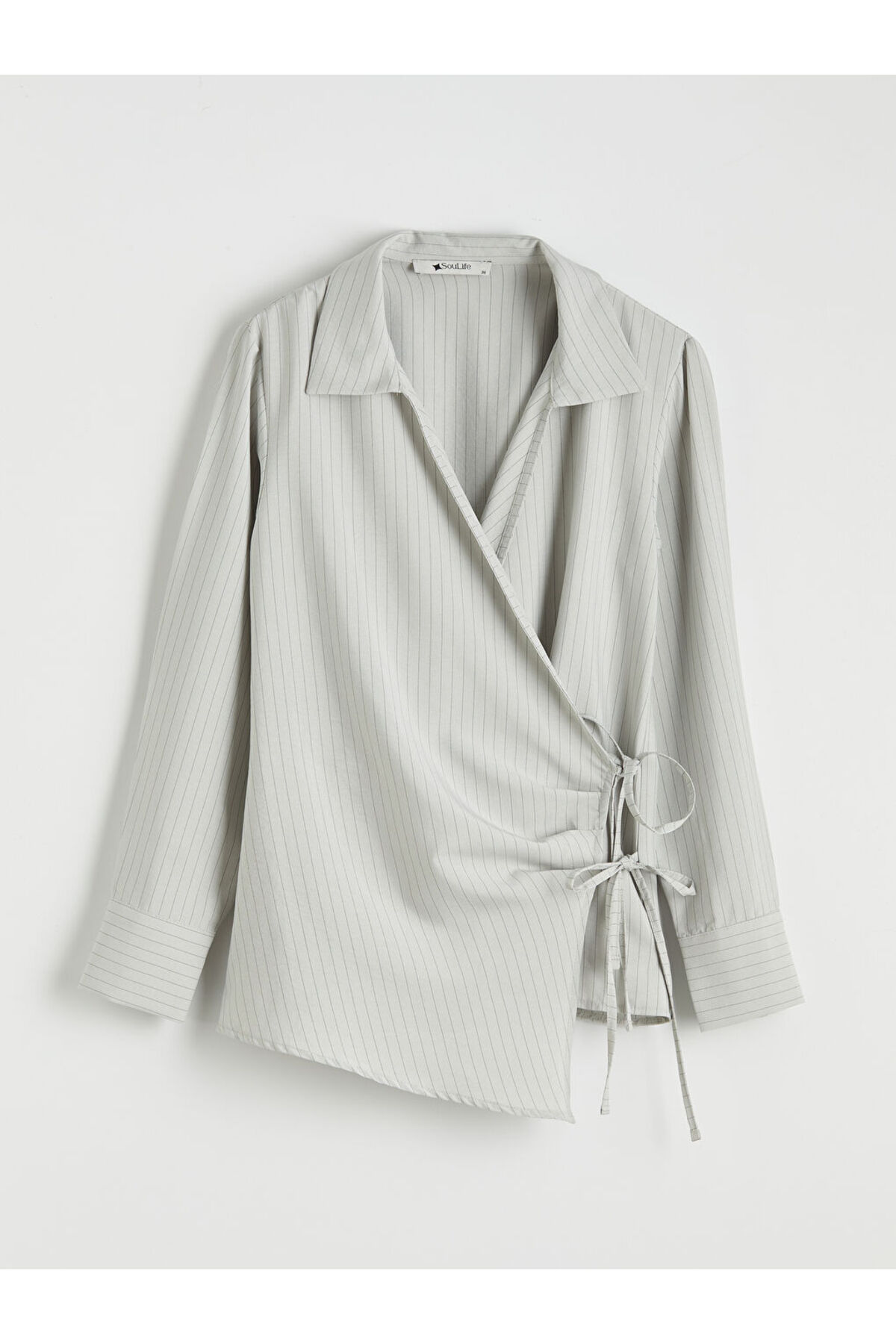 LC Waikiki Green Double-Breasted Cut-Out Tie-Detail Women's Shirt by Güli̇s Gi̇yi̇m