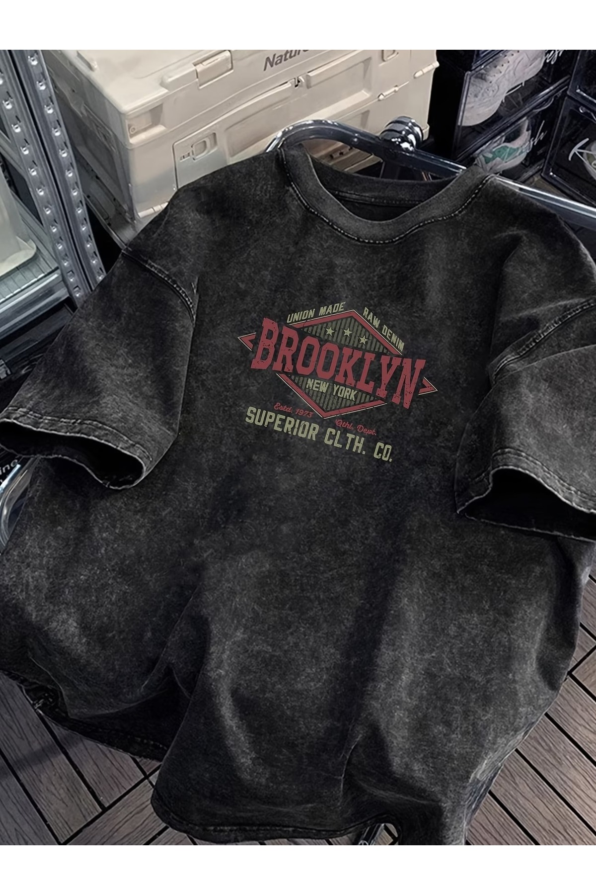 ship master Unisex vintage isprana Brooklyn grafika T-shirt – Oversize kroj D...