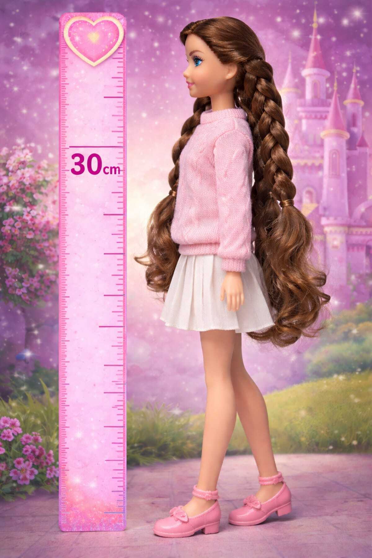 Fidan oyuncak Happy Princess Oyuncak Bebek – 30 cm Örgülü Saçlı, Şık Kazak ve Parlak Etek Kombinli fotoğrafı 2 (önizleme)