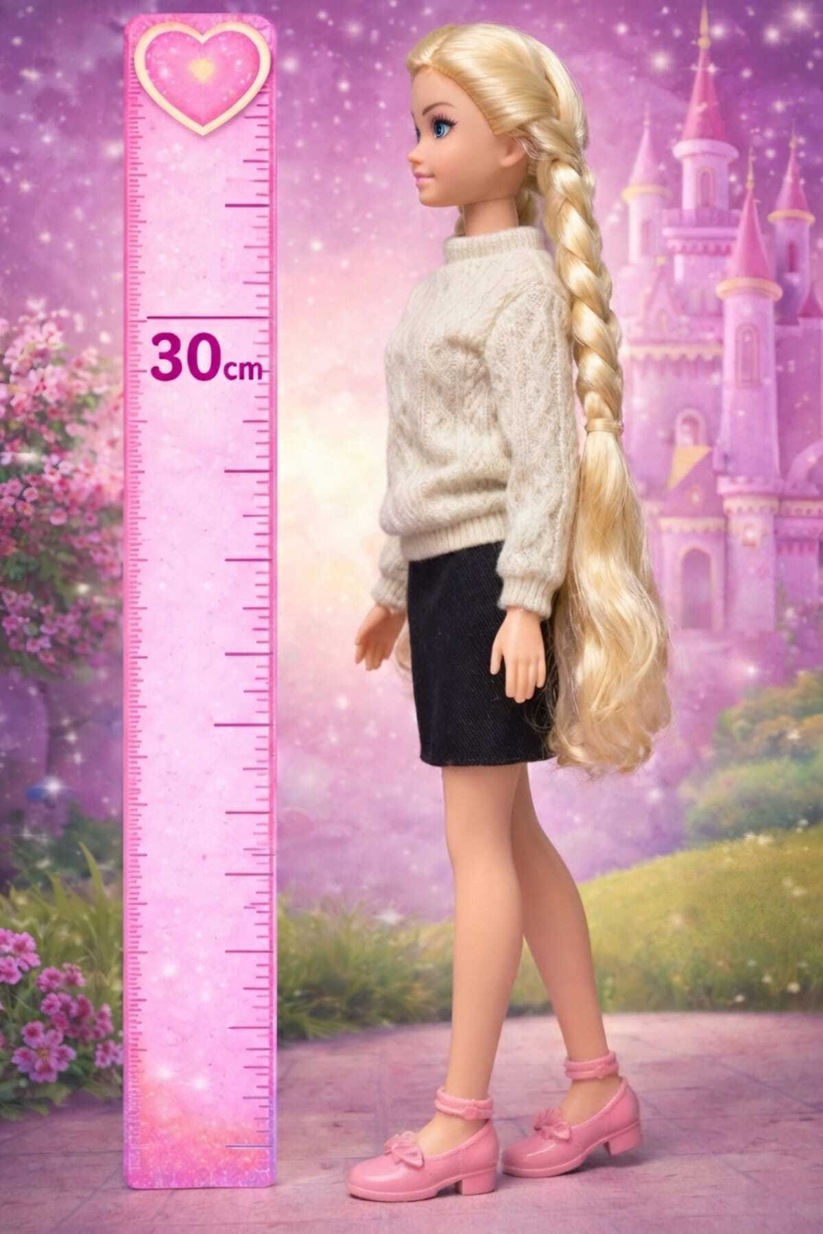 Fidan oyuncak Happy Princess Oyuncak Bebek – 30 cm Örgülü Saçlı, Şık Kazak ve Parlak Etek Kombinli fotoğrafı 2 (önizleme)