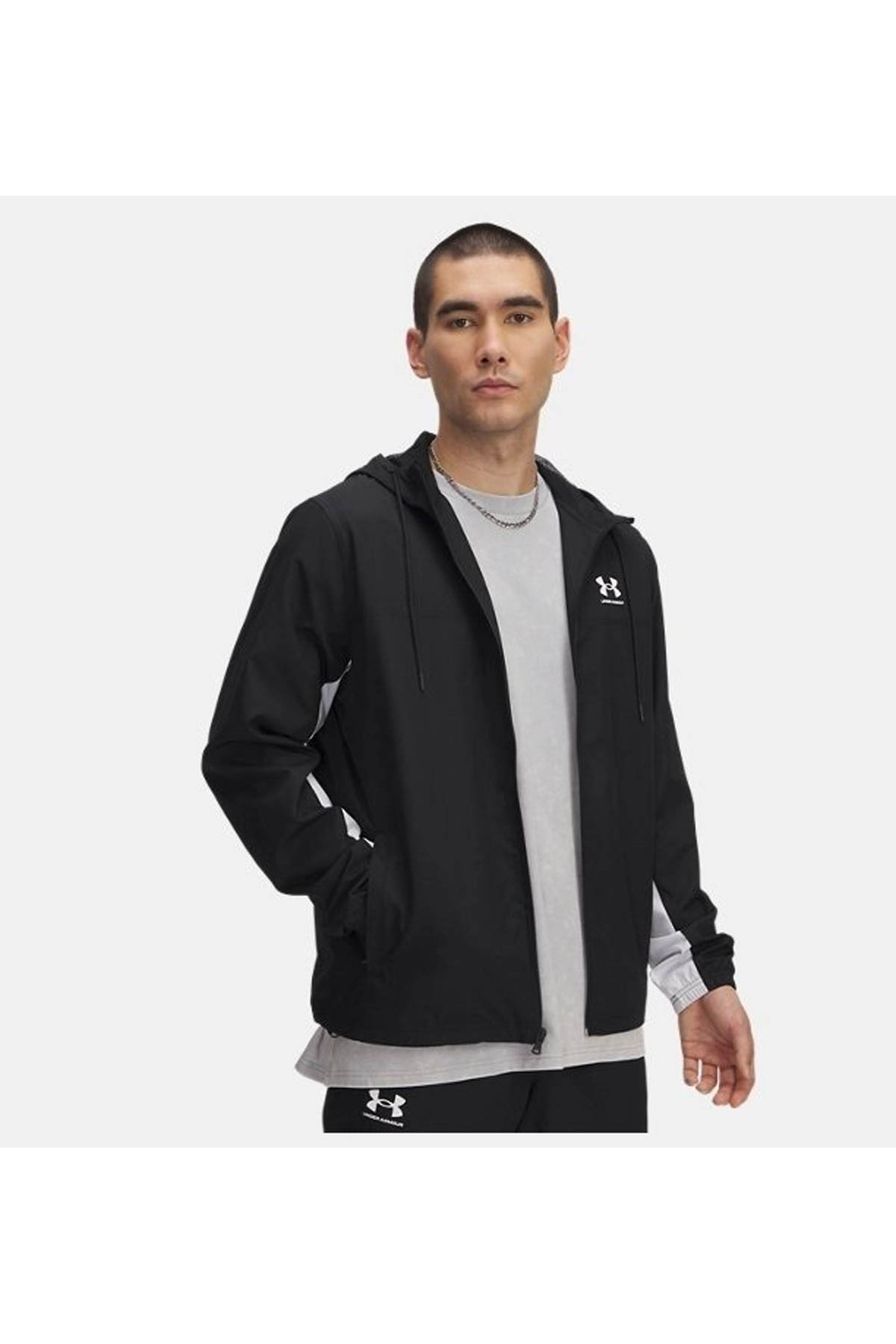 آندر آرمور سویشرت مردانه UA Rival WVN مدل Windbreaker مشکی و سفید کد 1390149-001