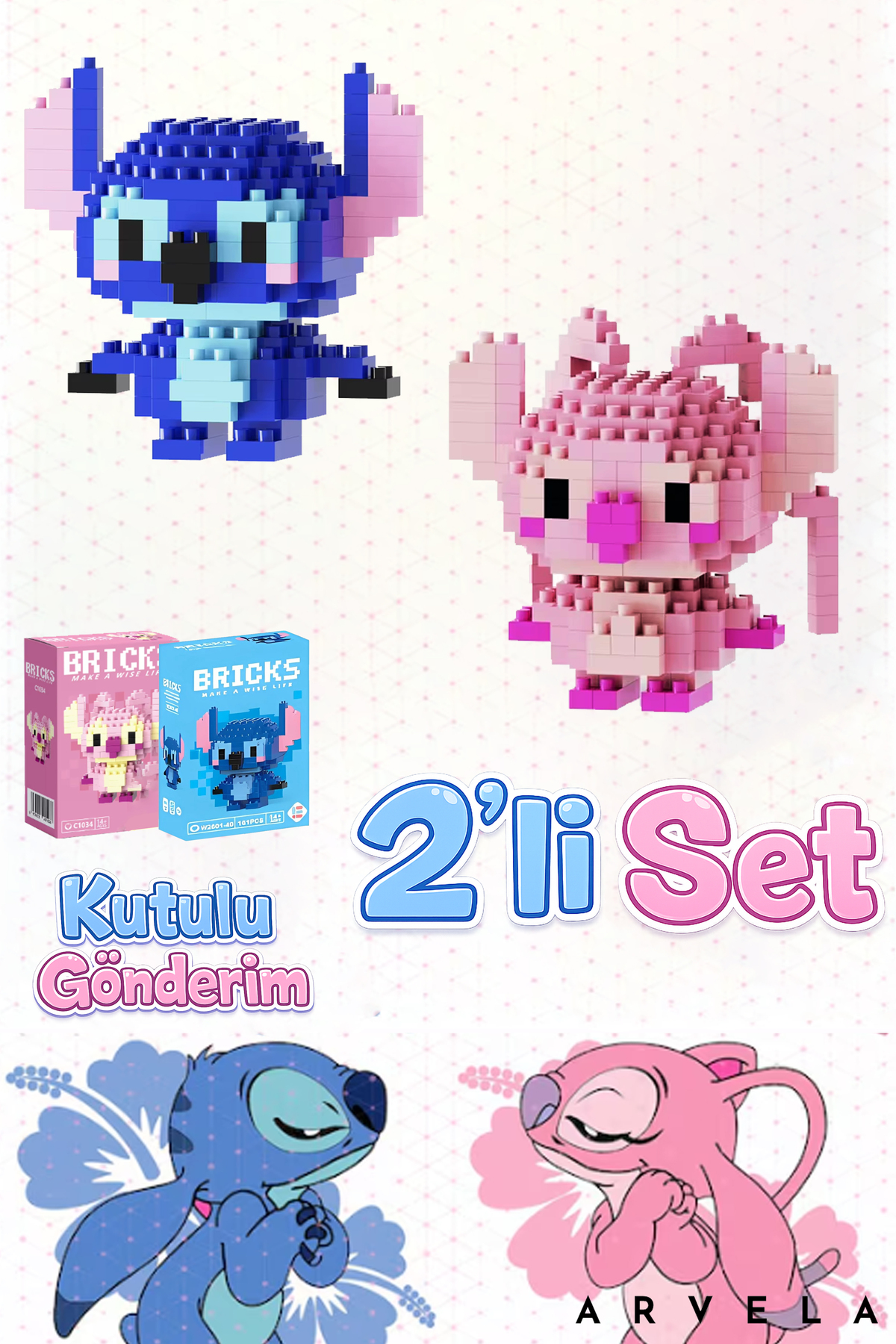 Arvela Bricks Stitch&Angel 2'li Set Kutulu - Koleksiyonluk