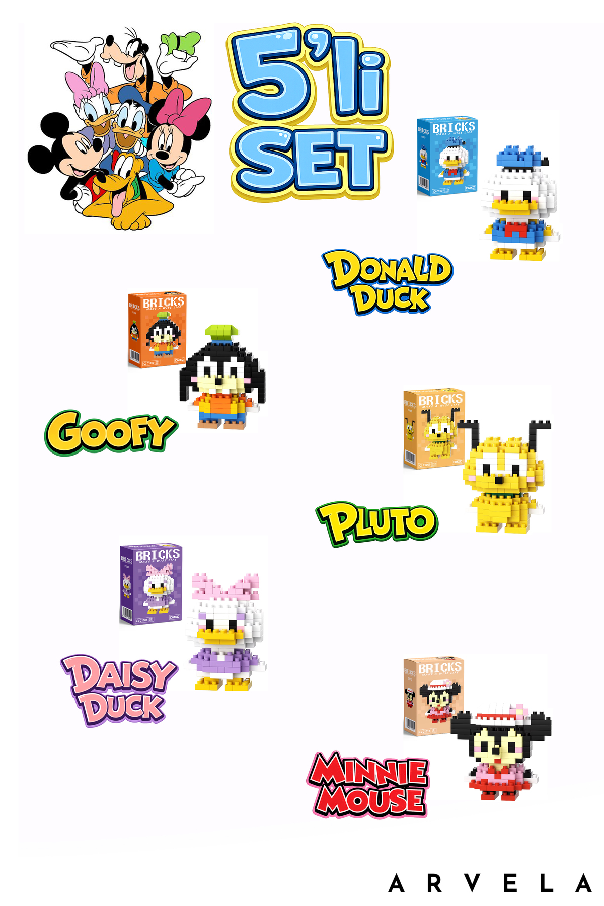 Arvela Mickey Mouse Evreni 5'li Set Kutulu Gönderim