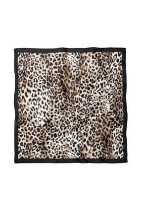 Sultan İpek Leopar Desenli Fular / Bandana 70x70cm