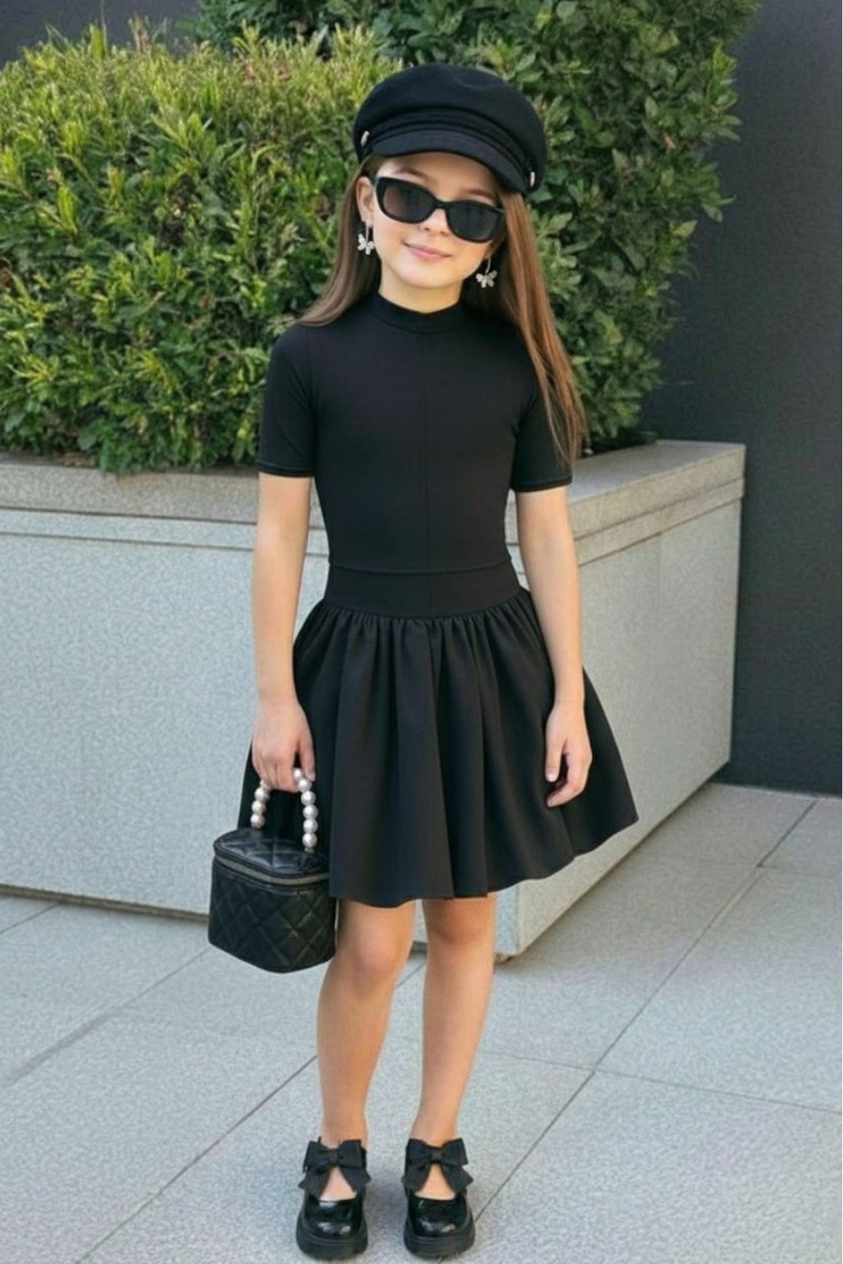 My Kids Wear Kız Çocuk Günlük & Özel Gün Siyah Elbise 3-12 Yaş 12501