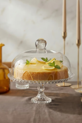 hapeed Lale Model Büyük Boy Cam Ayaklı Kek Fanusu ve Sunumluk