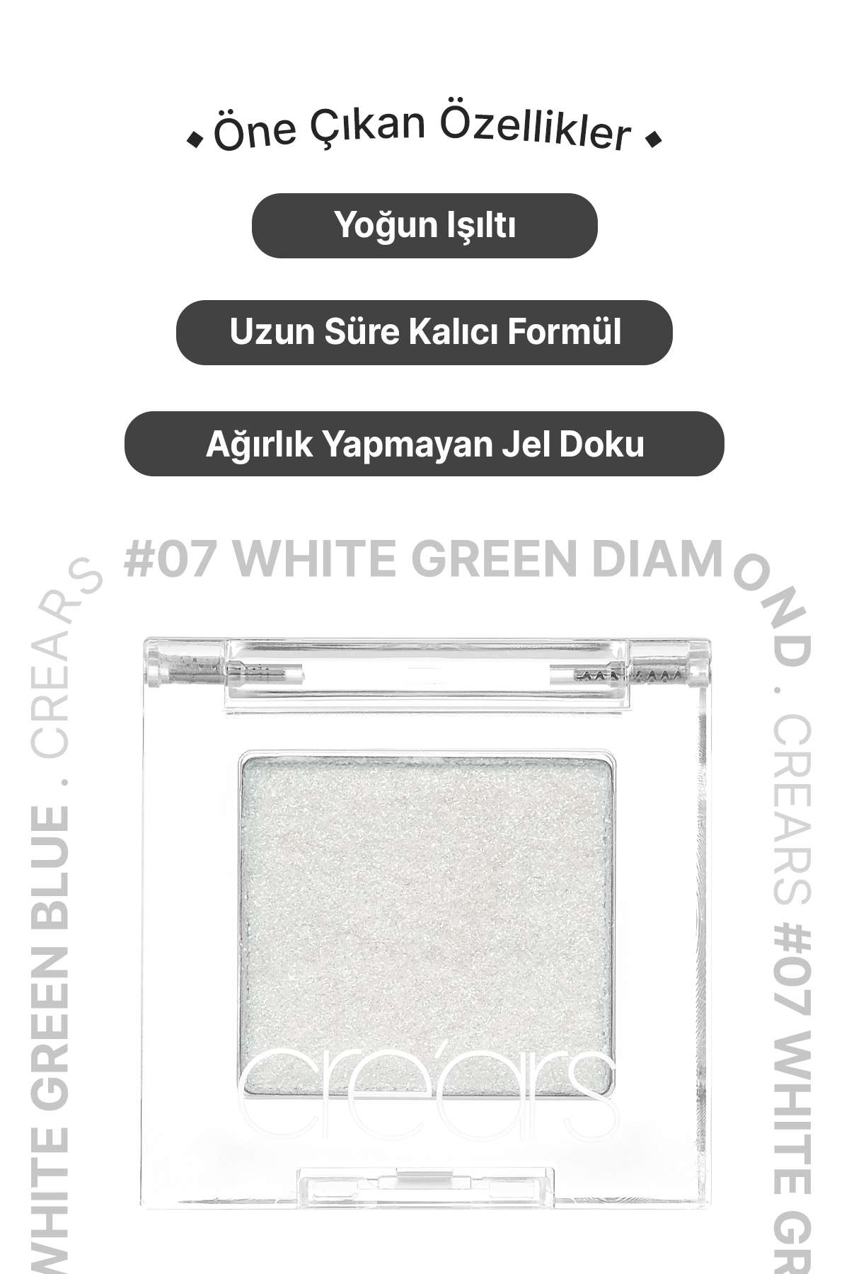 Yoğun Işıltılı Jel Yapılı Tekli Far Diamond Glow Eyeshadow 07 White Green Diamond — سفید 111669 — تصویر 4 از 9