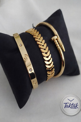 TakTak Kombin Kadın Altın Kaplama Taşlı Model Kılçık Ve Çivi Model Kombin Bil...