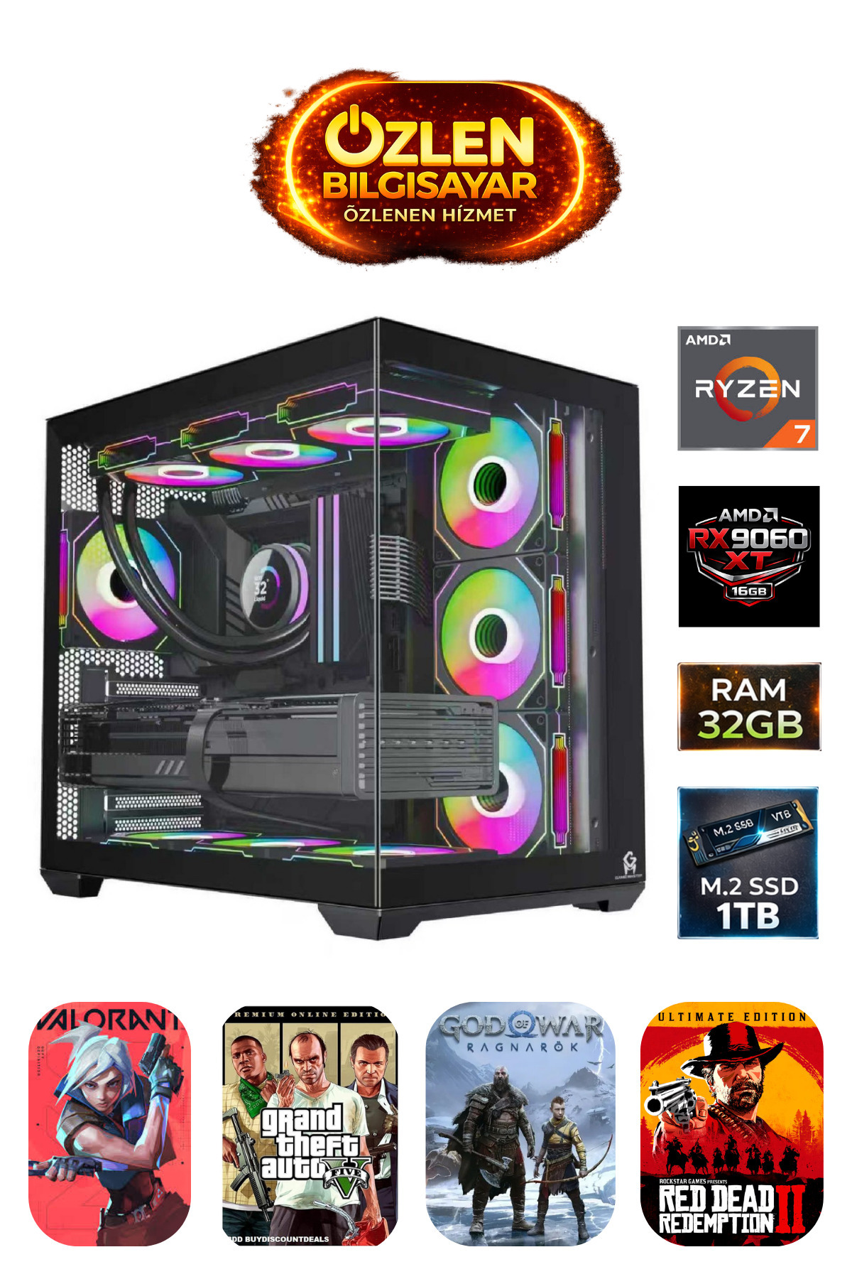 ÖZLEN XL4 - Ryzen 7 5700X | 32GB Ram | 1TB M.2 SSD | RX 9060 XT