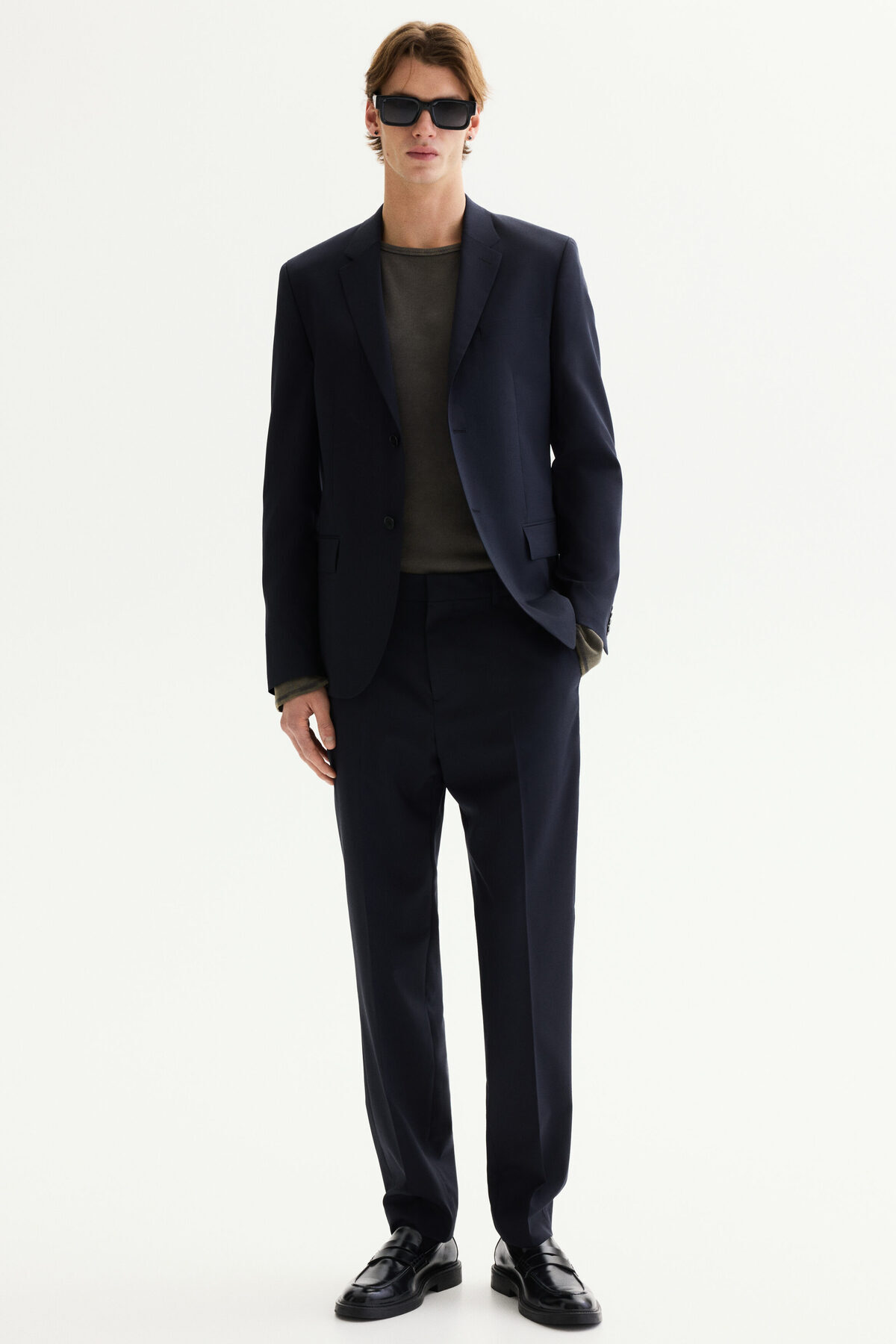 ژاکت پشمی اسلیم فیت طرح ترکیبی اچ اند ام کت بلیزر H&M