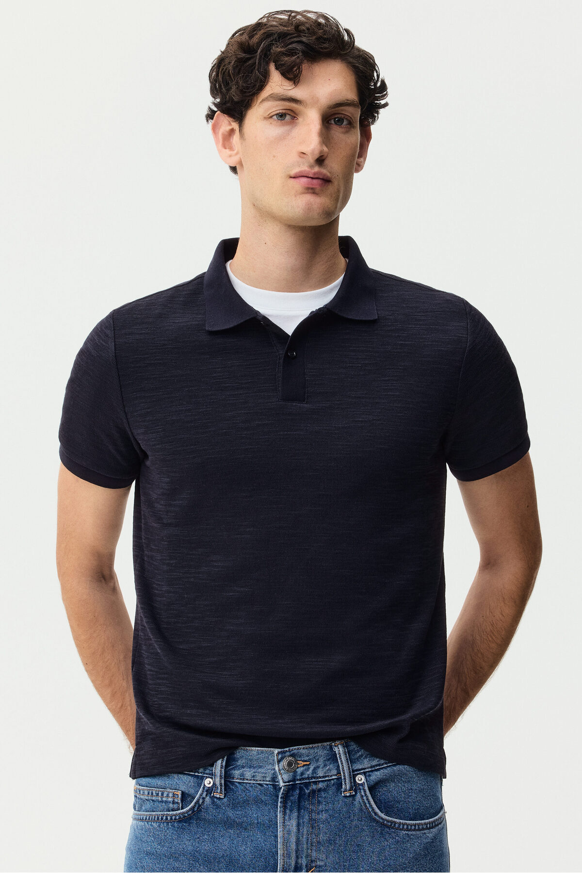 پیراهن یقه دار بافتنی ژاکارد اسلیم فیت اچ اند ام پولوشرت H&M