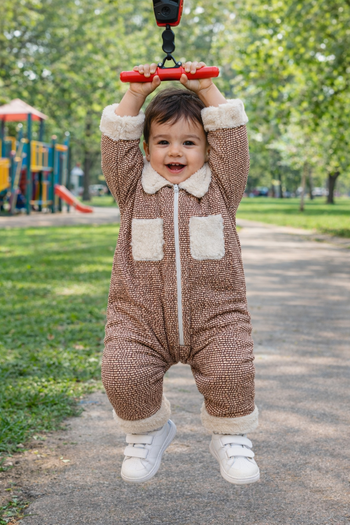 Chicsy Baby Kışlık tatlı Peluş Yakalı Fermuarlı Kışlık Bebek Tulum fotoğrafı 5 (önizleme)