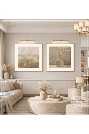 Tablomtr Natural Esinti - Dijital Baskılı Gold Metal Çerçeveli Gerçek Camlı İ...