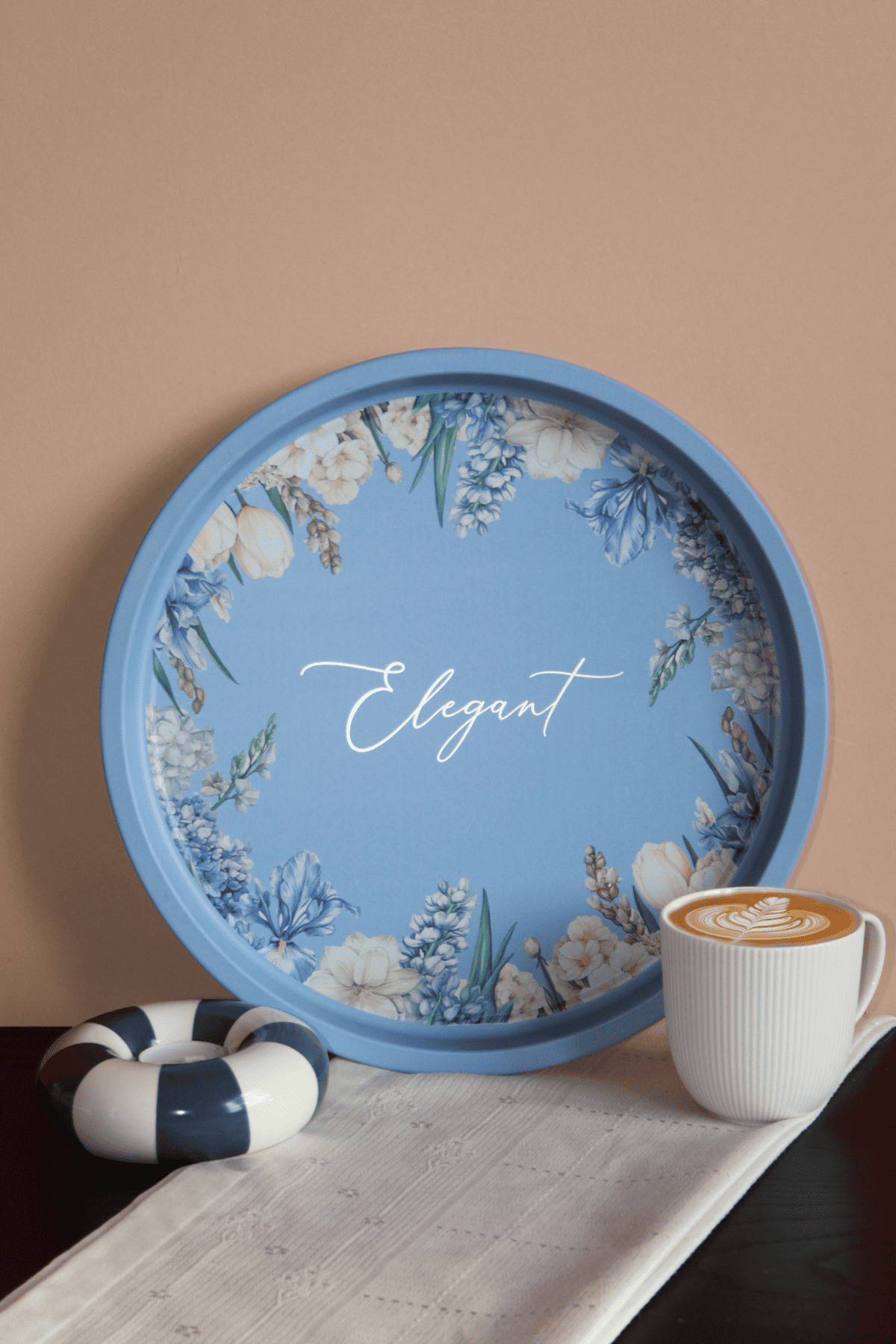 Home 34cm Elegant Silver Metal Tray