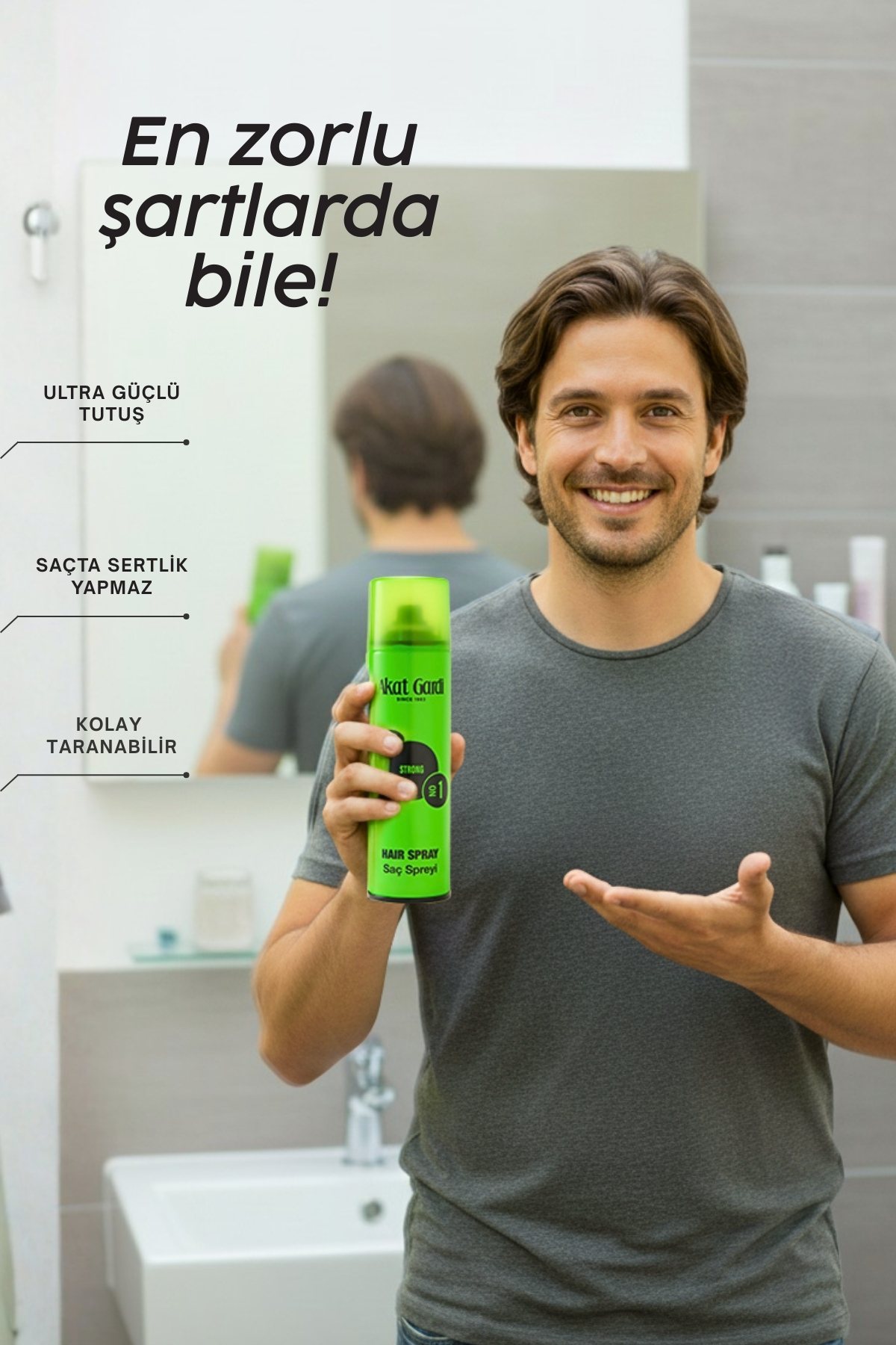 Saç Spreyi Strong No:1 Yeşil 180 ml — AKTYŞL1 — تصویر 3 از 4