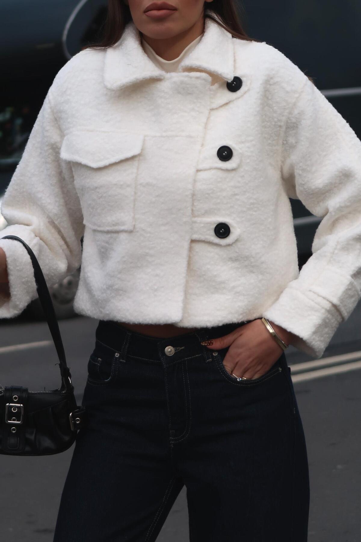 Lijuri  Teddy Peluş Ceket Düğmeli 6179 - Görsel 5