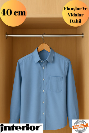 Mobilyap Interior - Dolap İçi (40 cm) Yuvarlak Krom Askı Borusu( Askı Borusu ...