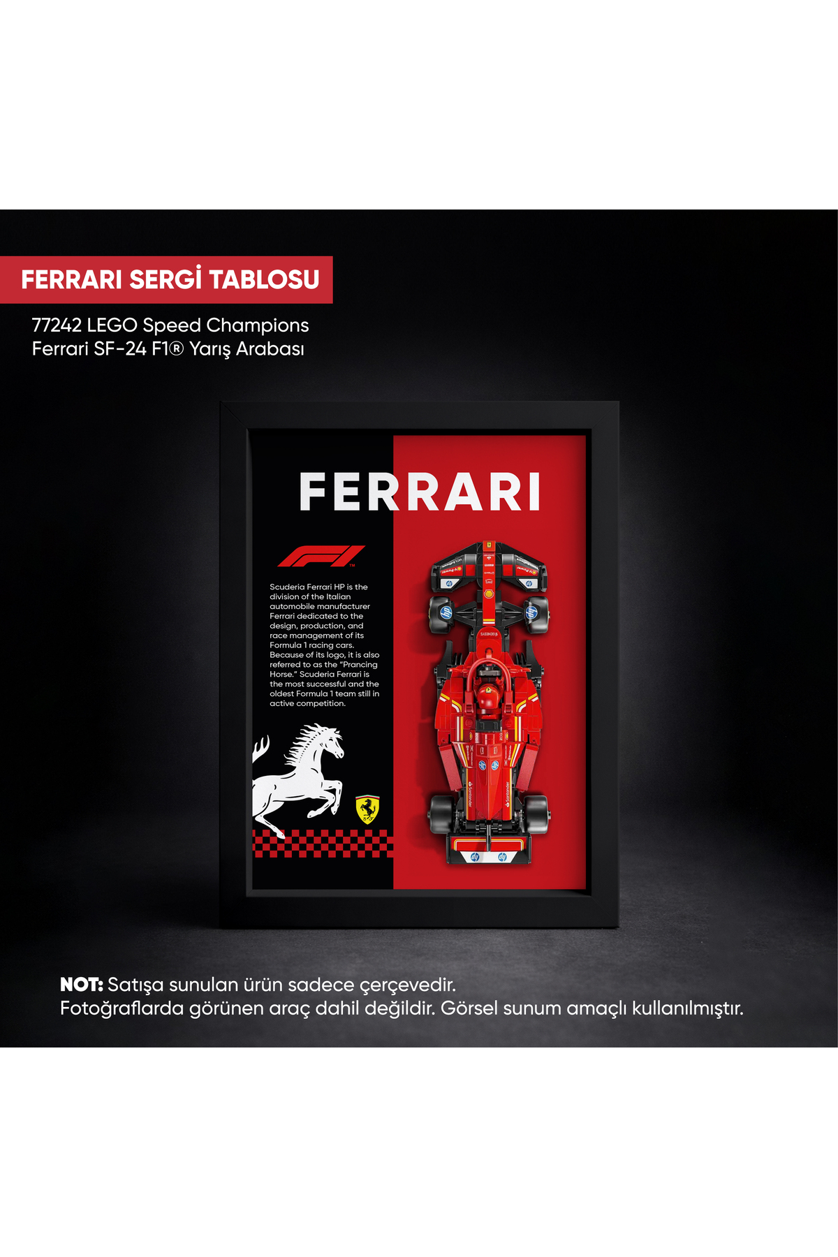 Ferrari F1 LEGO Exhibition Frame, Exhibition Table, Speed Champions SF-24 (77242) 21X30 cm F001