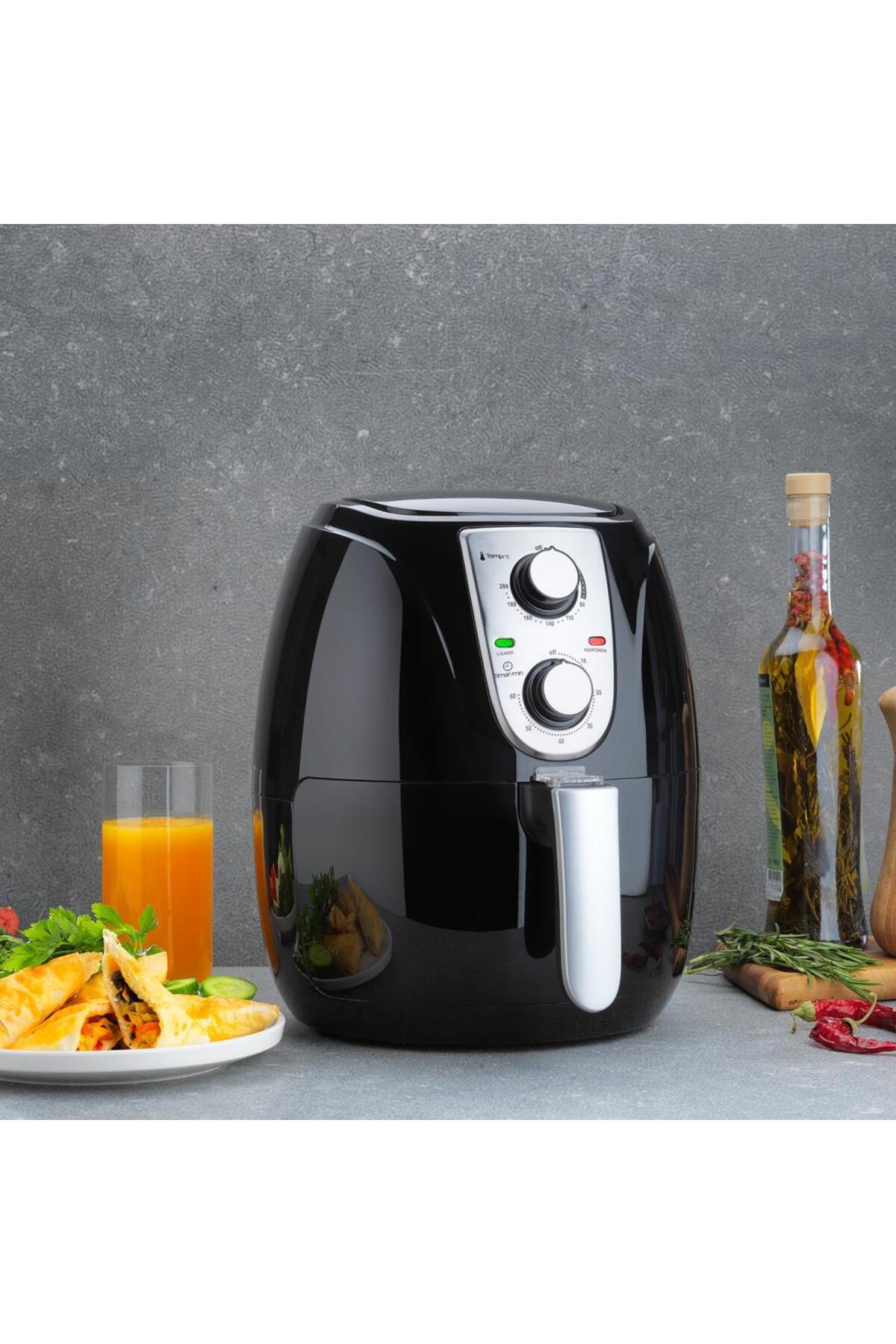 Allians Kompakt Çok Fonksiyonlu Siyah Sıcak Hava Fritözü, Sağlıklı Pişirme Cihazı Airfryer