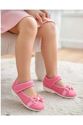 NilStep Kız çocuk babet cırtcırtlı fiyonk detaylı kaydrımaz hafif taban anaok...