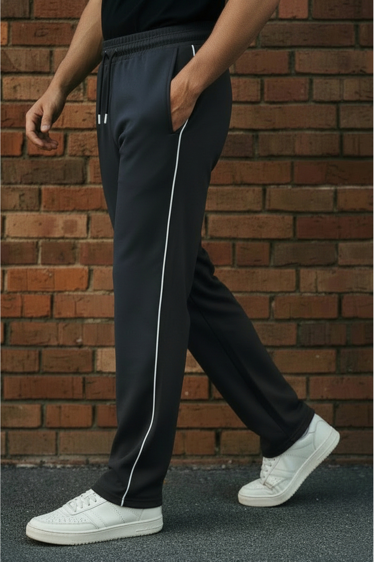 Sizce Moda  Siyah Boydan Biyeli 2 İplik Baggy Eşofman Altı – Lastikli Bel, Cep Detaylı, Geniş Paça - Görsel 5