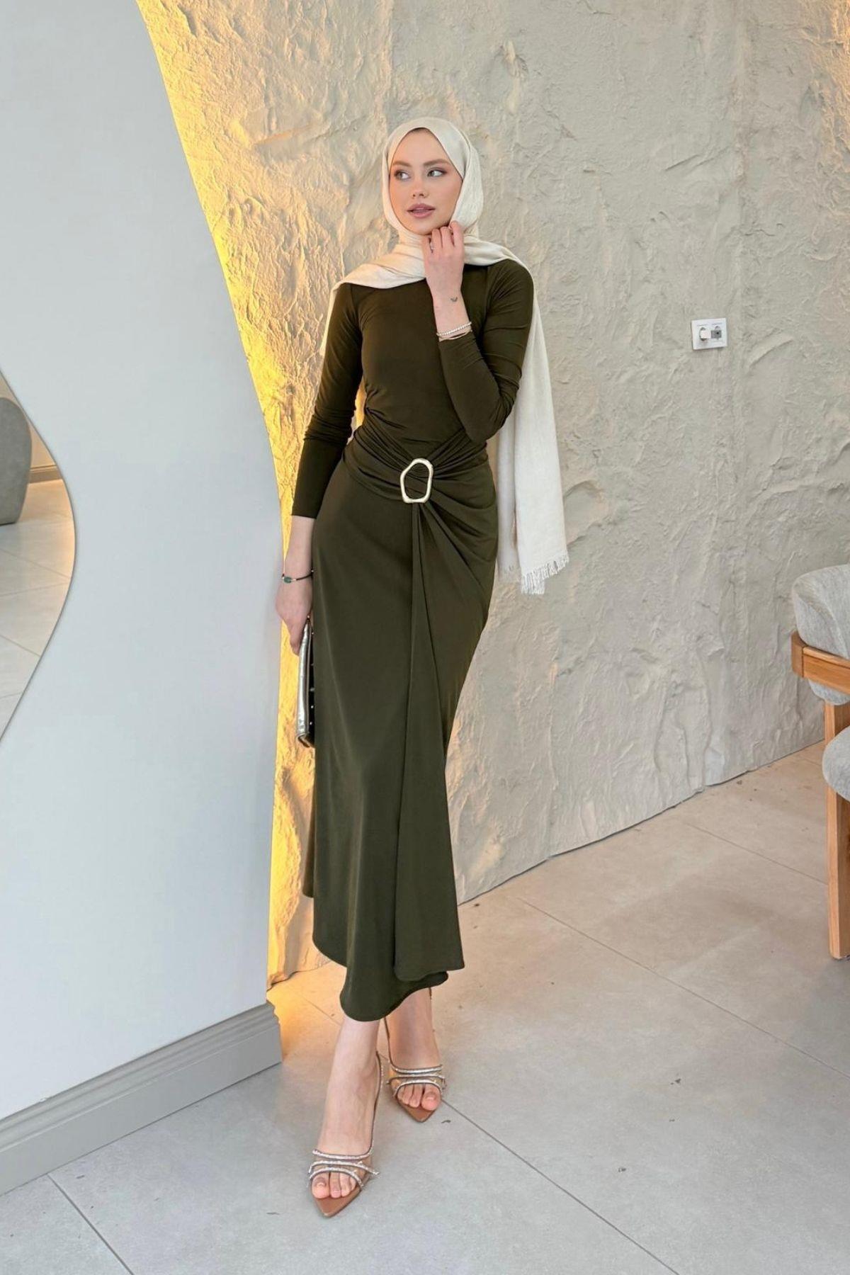 Hazamoda  Ensar Sandy Elbise Haki