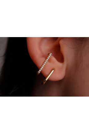 Silvesra 925 Ayar Gümüş Işıltılı Kulak Kıkırdak Küpesi