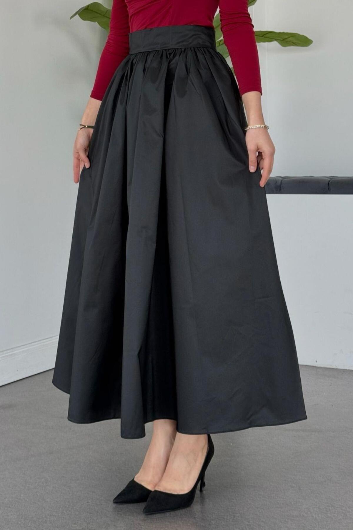 Şulemoda Giyim  Tafta Etek Siyah