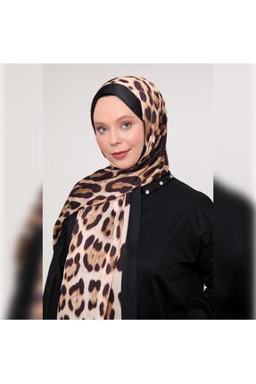 FİVESCARF Leopar Desen Brand Şal Siyah