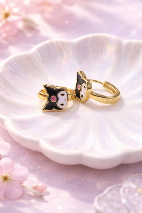 Sweet bunny Kuromi Kız Çocuk Çelik Küpe