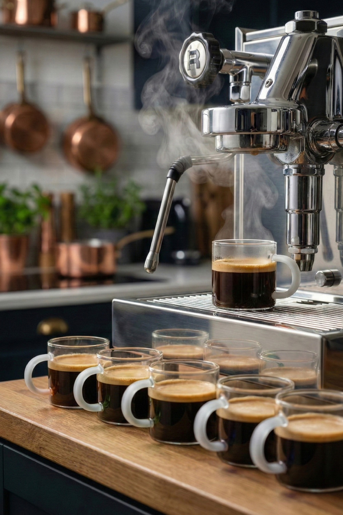 Vienev Beyaz Kulplu 6'lı Cam Espresso Bardağı Seti - 95 ml