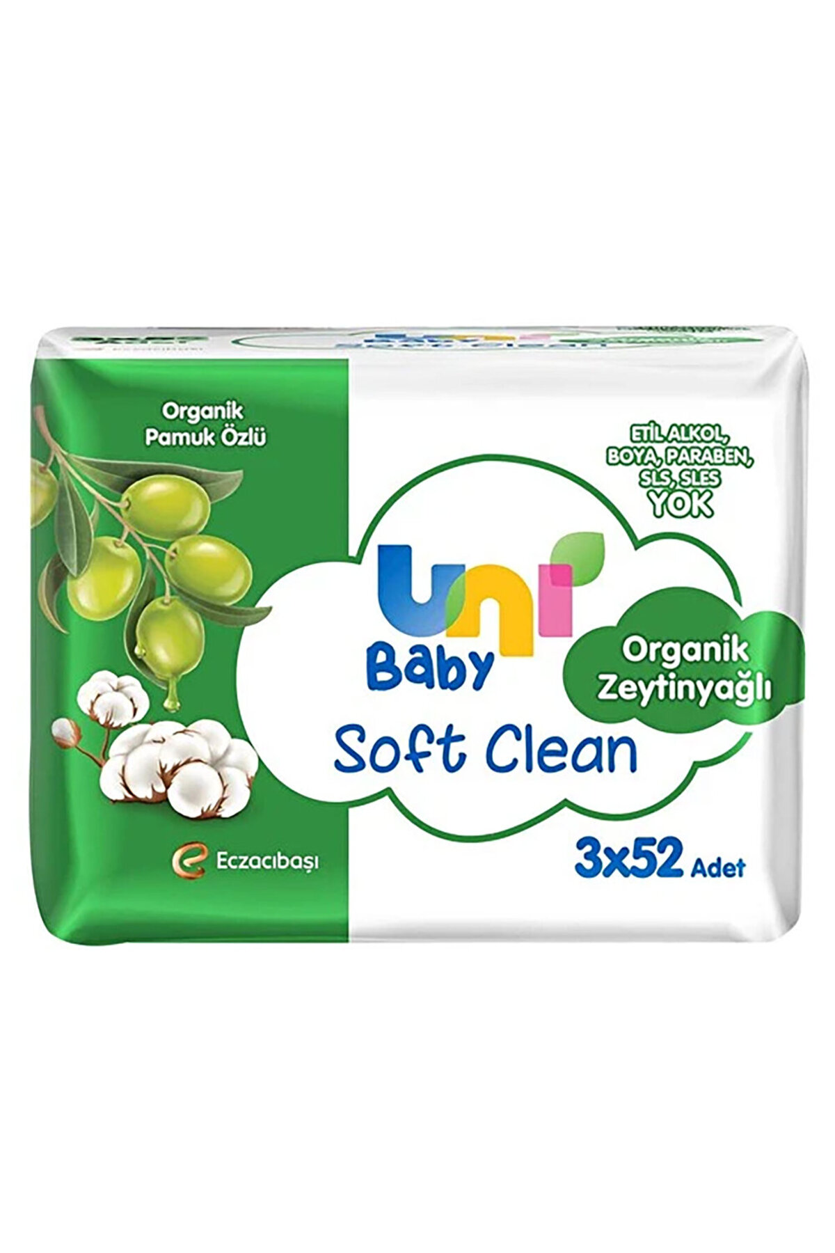 Soft Clean Organik Zeytinyağlı Islak Mendil 3x52 Adet