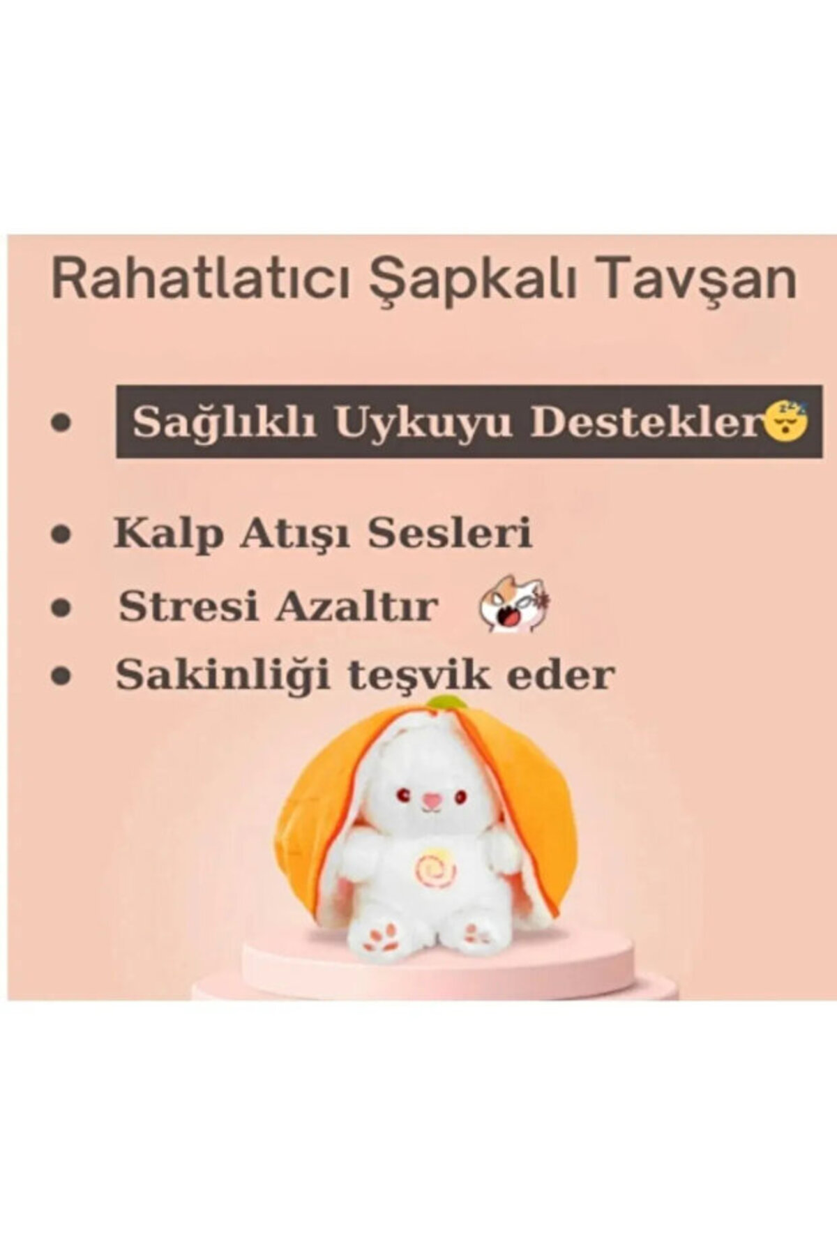 TREND Nefes Alan, Rahatlatıcı Sesli, Işıklı, Şapkalı Tavşan Uyku Arkadaşı fotoğrafı 3 (önizleme)