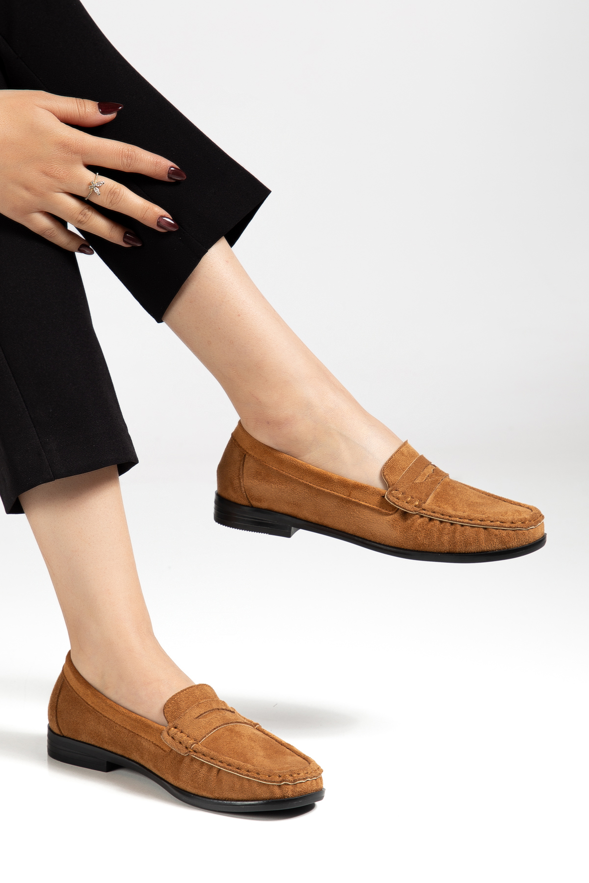 Tonny Black Kadın Taba Termo Kaymaz Taban Loafer Oxford Kadın Ayakkabı görsel 2