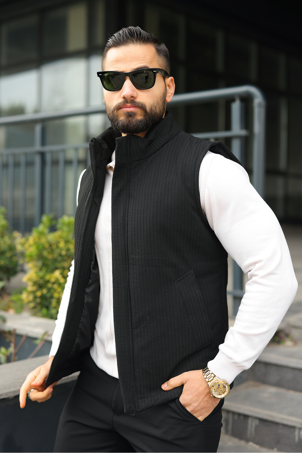 BASEL.CO  Gizli Patlı Slim Fit Spor Şık Yelek