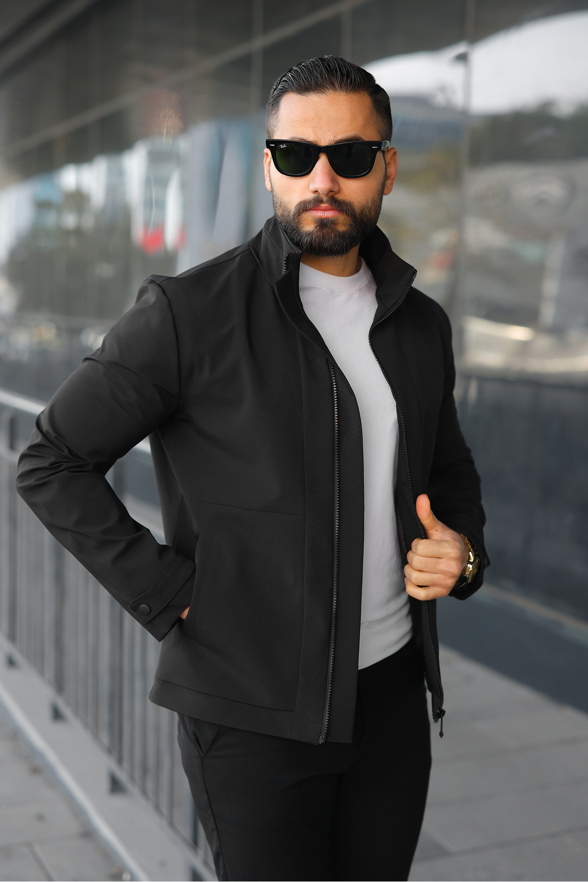 BASEL.CO  Su İtici Teknik Kumaş Dik Yaka Astarlı Hafif Ceket - Görsel 2