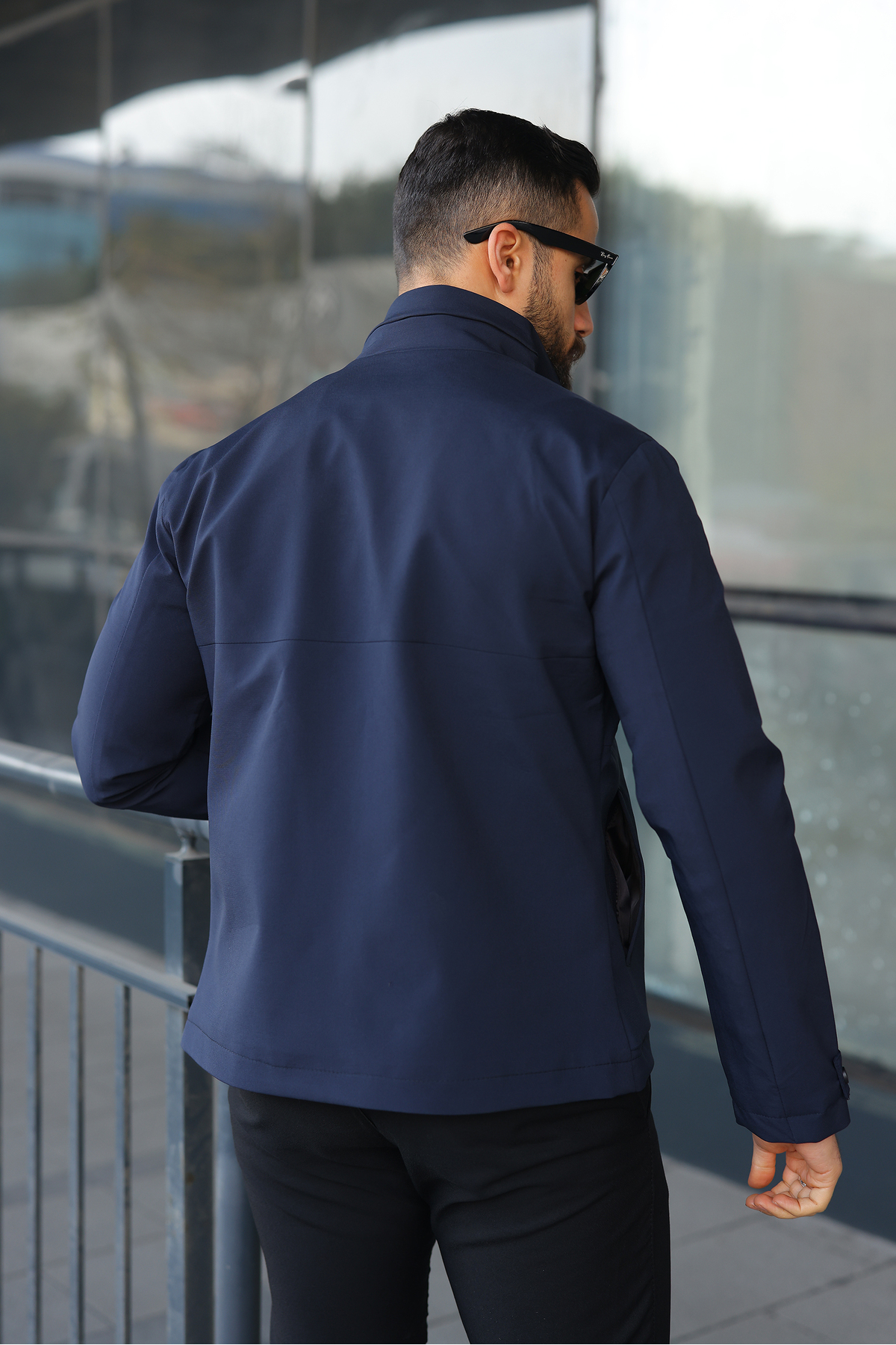 BASEL.CO  Su İtici Teknik Kumaş Dik Yaka Astarlı Hafif Ceket - Görsel 4