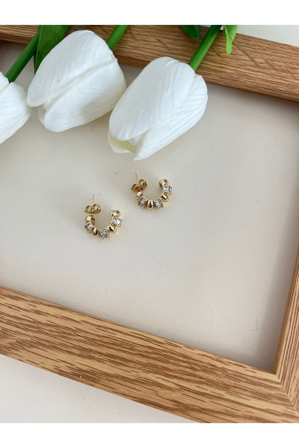 14K Zarif Zirkon Taşlı Çelik Küpe Xuping Küpe