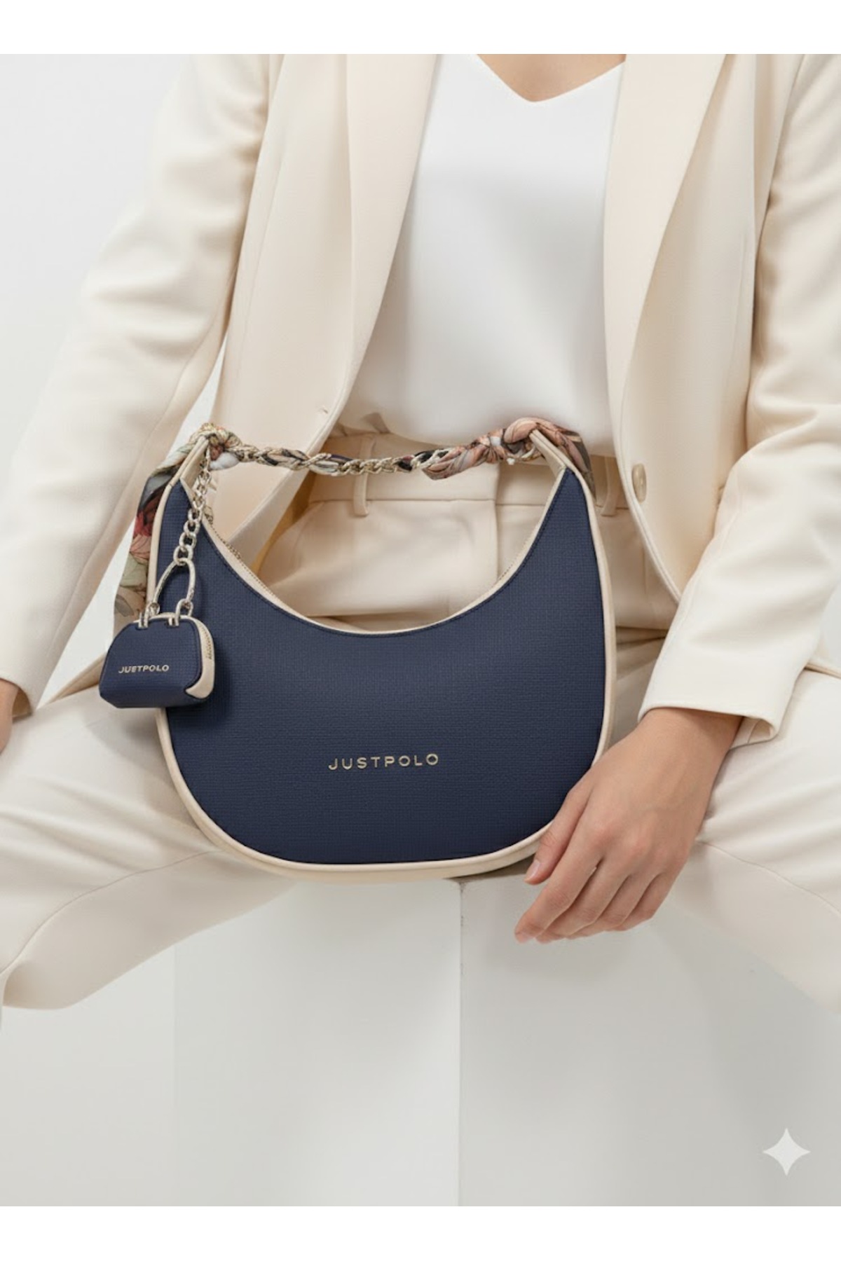 Women Shoulder and Handbag Baguette Bag & Silk Scarf Detail