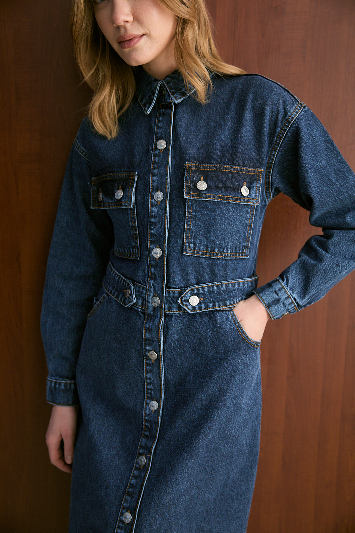 Melike Tatar  Denim Elbise 32-8006 - Görsel 4