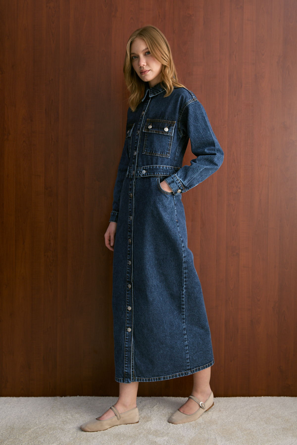 Melike Tatar  Denim Elbise 32-8006 - Görsel 3