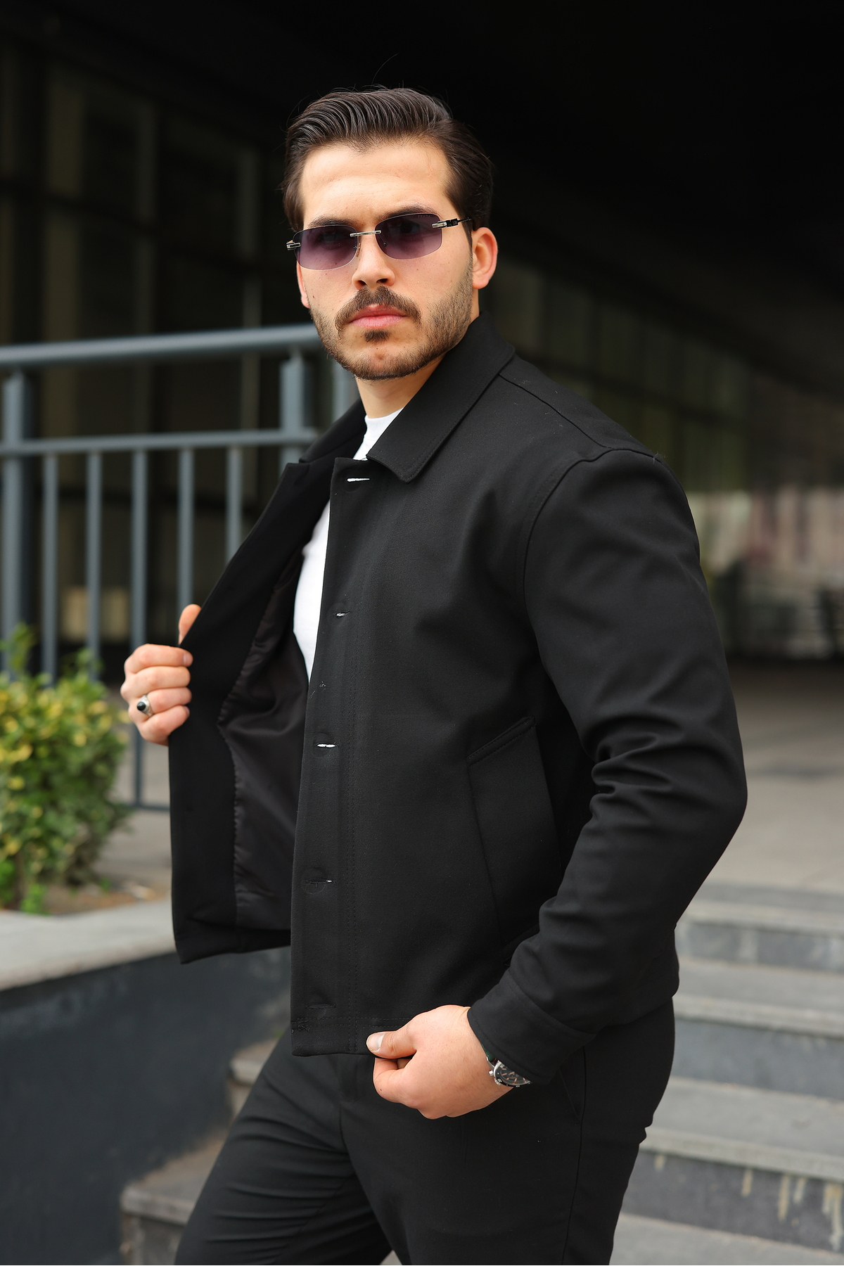 BASEL.CO  Spor Şık Rahat Kumaş Düğmeli Mevsimlik Ceket - Görsel 3