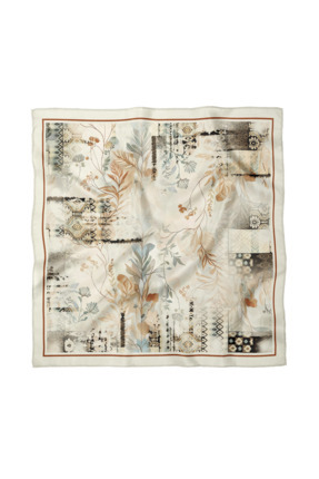Sultan İpek Botanik Etnik Geometrik Fular / Bandana 70x70cm