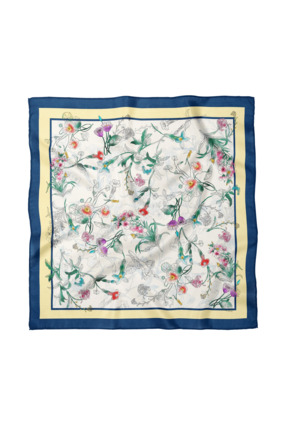 Sultan İpek Çiçek Desenli Fular / Bandana 70x70cm